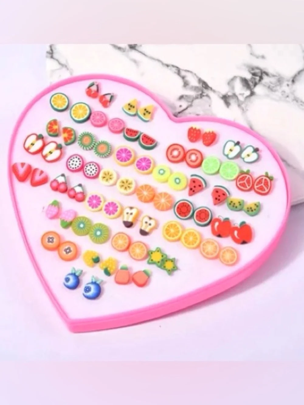 36 Pairs Colorful Fruits Stud Earrings